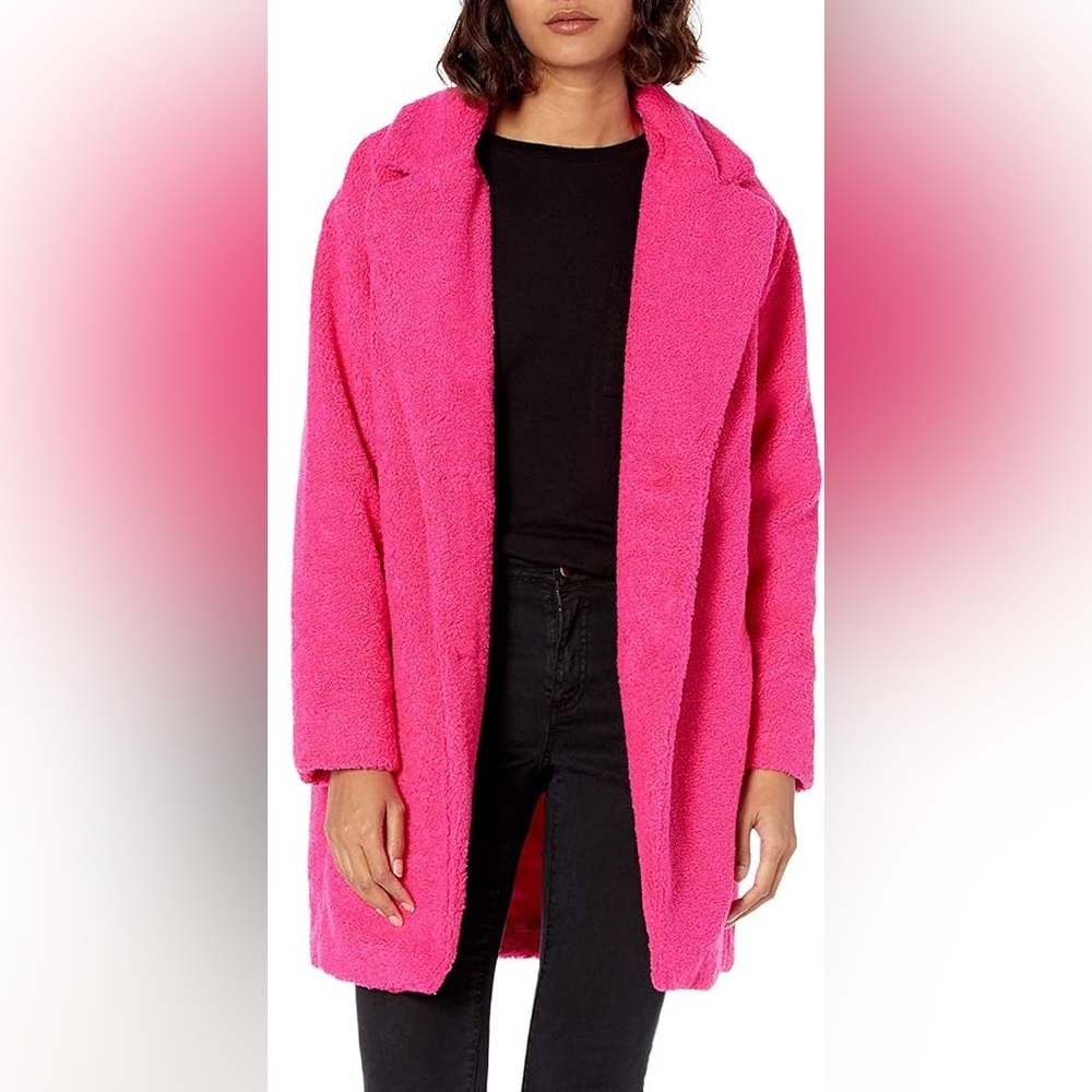 NWT Daily Ritual Bright Pink Women’s Oversized Teddy Coat